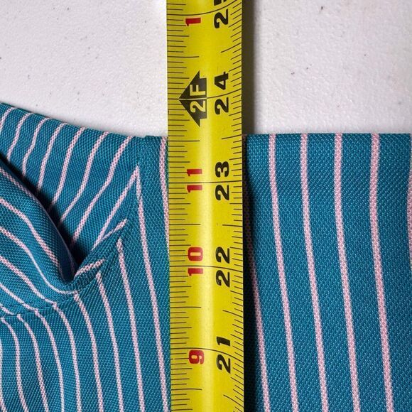 Crown & Ivy Shirt Mens Large Blue Pink Striped Long Sleeve Golf Polo Preppy Camp - Picture 10 of 12